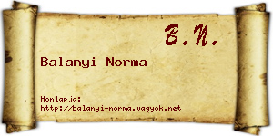 Balanyi Norma névjegykártya